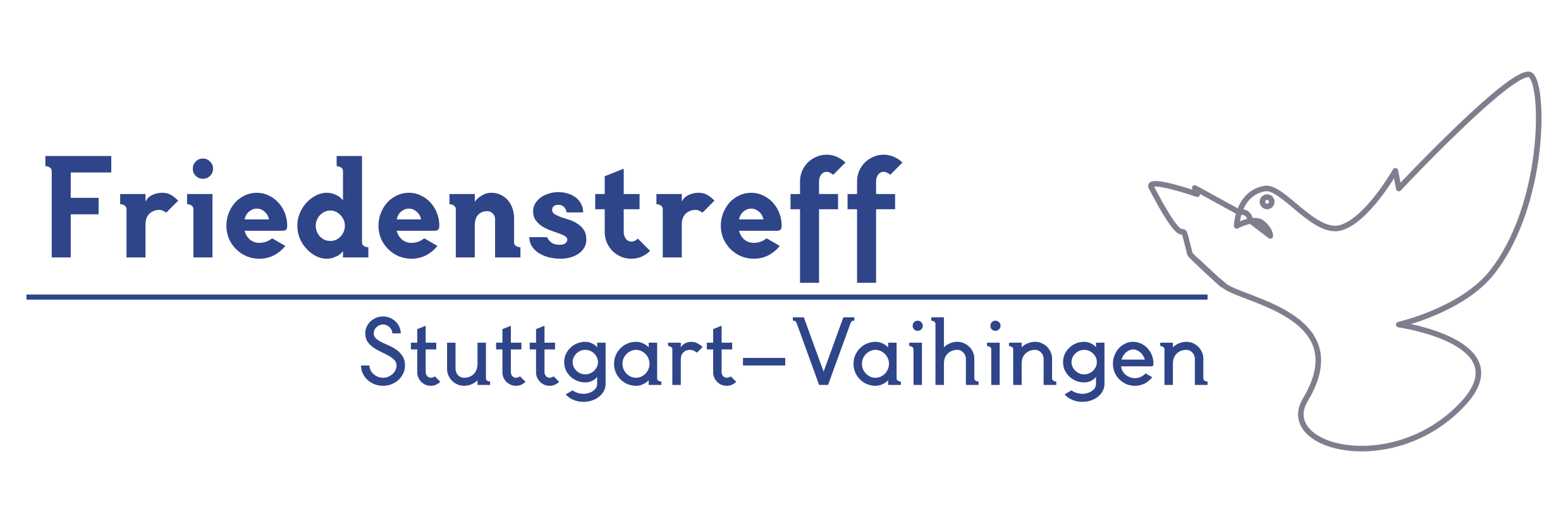 Logo-Banner des Friedenstreffs Vaihingen bestehend aus dem Schriftzug Friedenstreff Vaihingen und einer Friedenstaube.